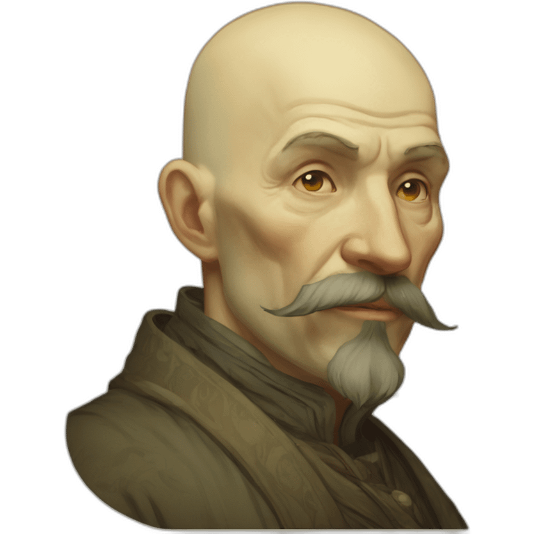 Bald nan with beard alphonse mucha emoji