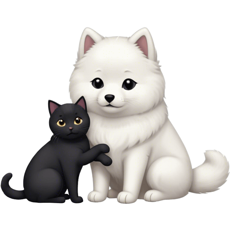 samoyed hug black british cat emoji