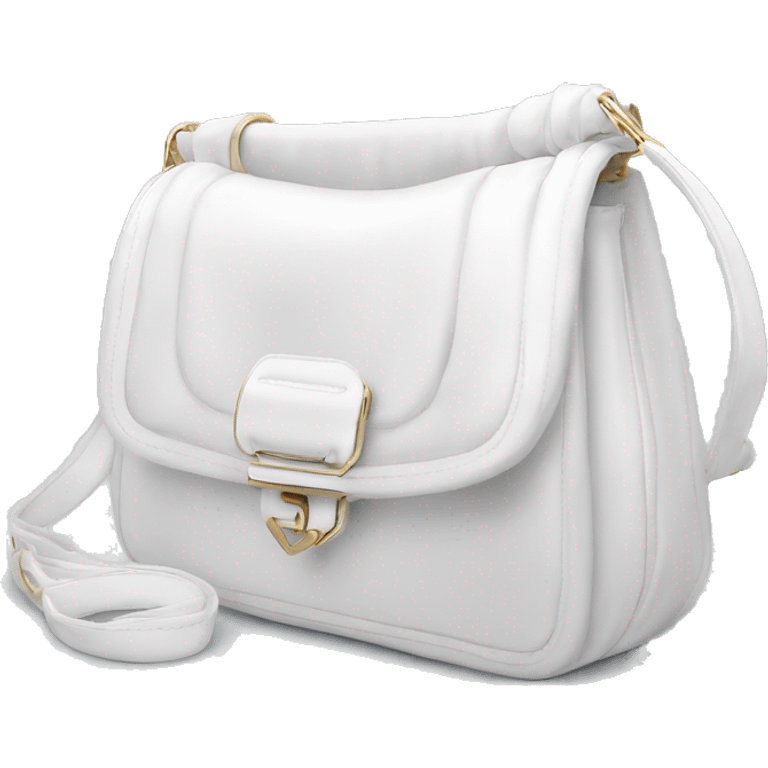 all white silky shoulder bag, with white strap emoji