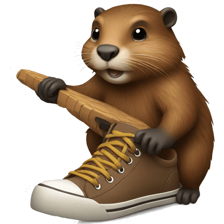 Beaver holding shoe emoji