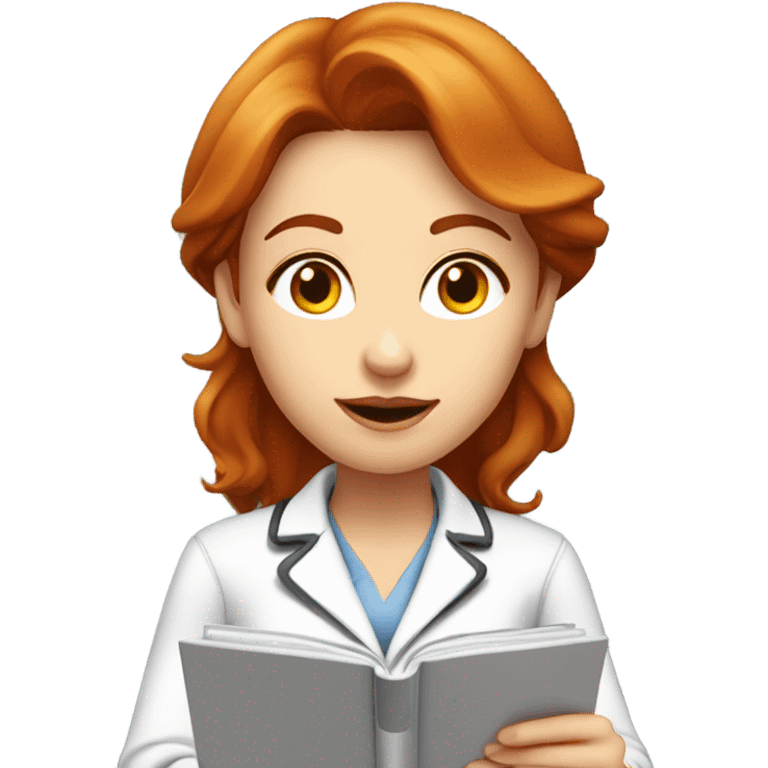 medium red hair woman nutritionist working emoji