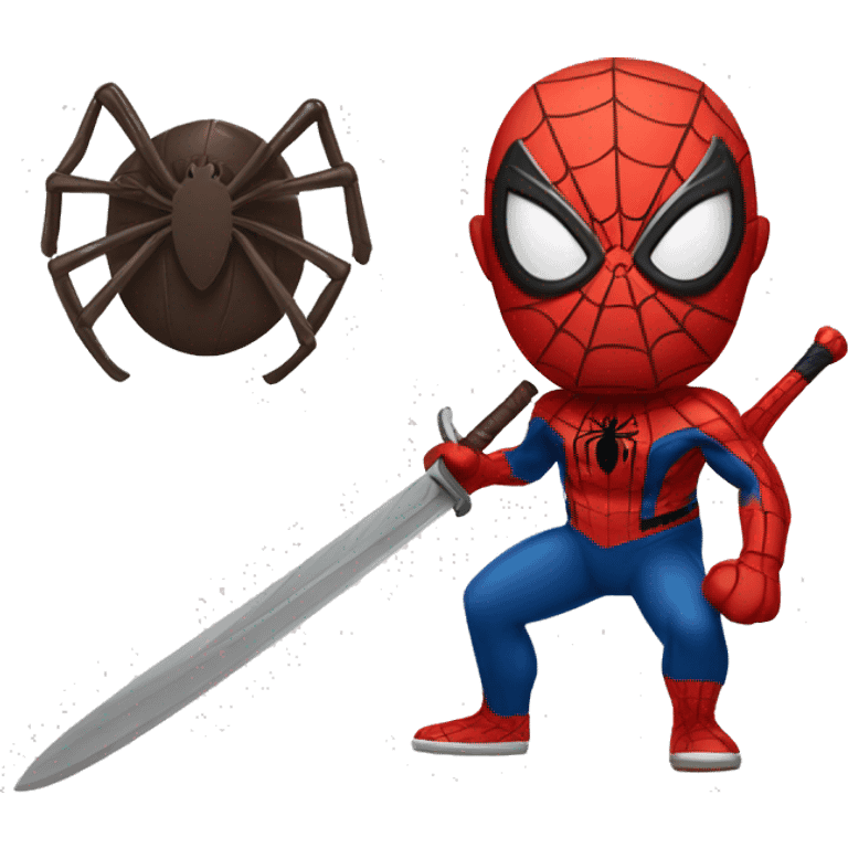 Spider-man with a sword in a slicing pose emoji