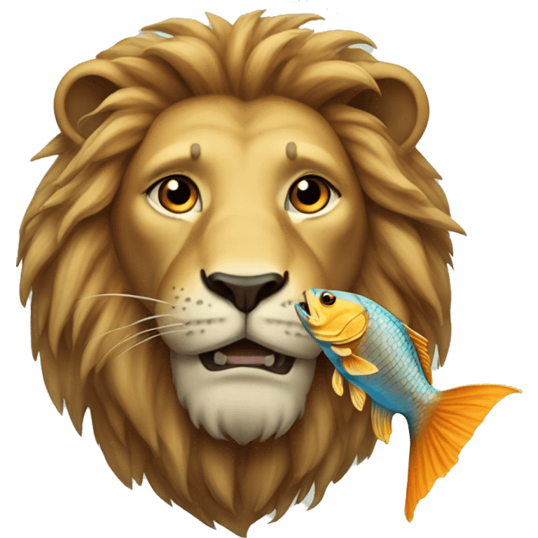 lion with fish emoji