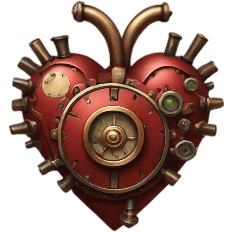 Red steampunk metal heart emoji