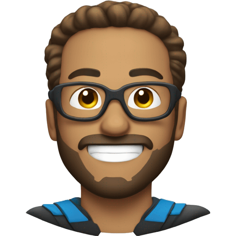 superhero smiling and flying with goatee beard emoji