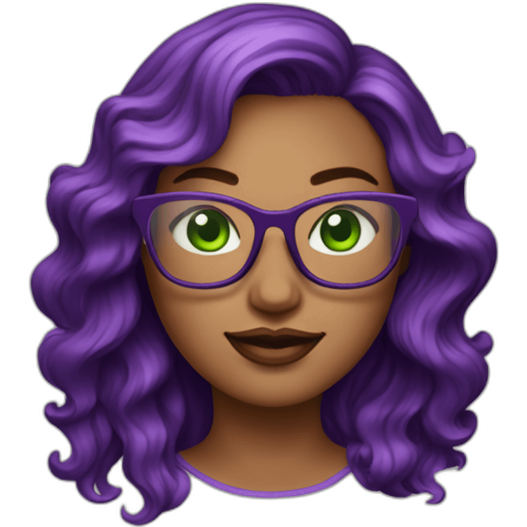 curvy-woman-with-wavy-purple-hair-square-glasses-green-eyes emoji