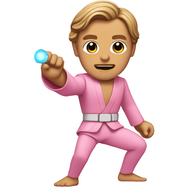 all pink suit luke skywalker excercising force, upper body, must be all pink emoji