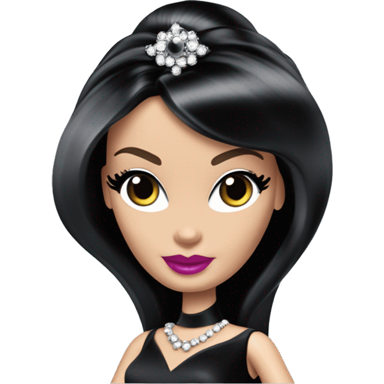 1960’s style Principessa Barbie, teen Morticia Addams,cute,showing off, accessories  emoji