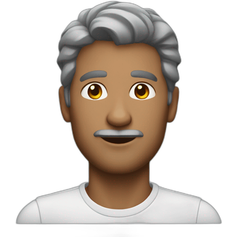 white face of handsome and slim 50 year old dark-skinned engineer emoji