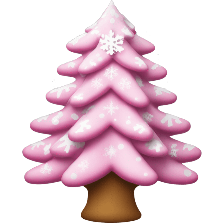 Pink Christmas tree with white snowflakes  emoji