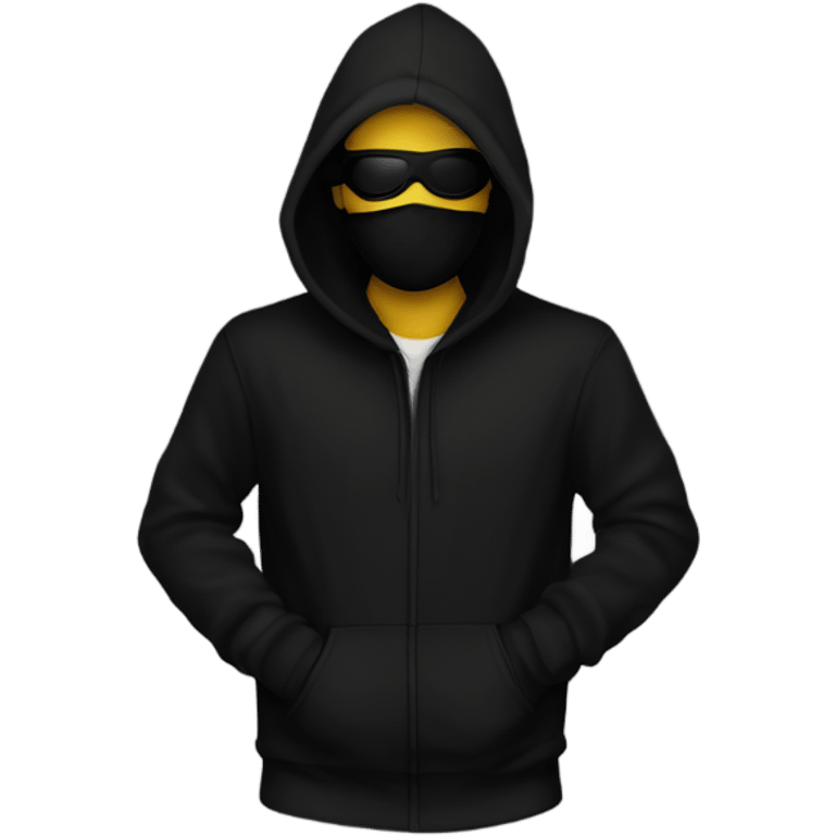 Mysterious man black hoodie black mask  emoji