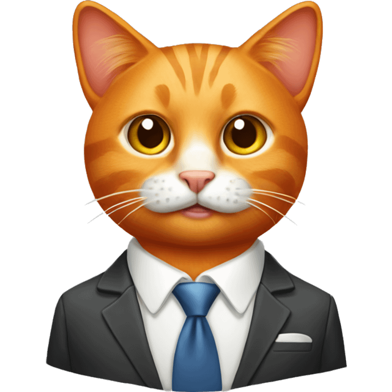 Orange cat in business suit emoji