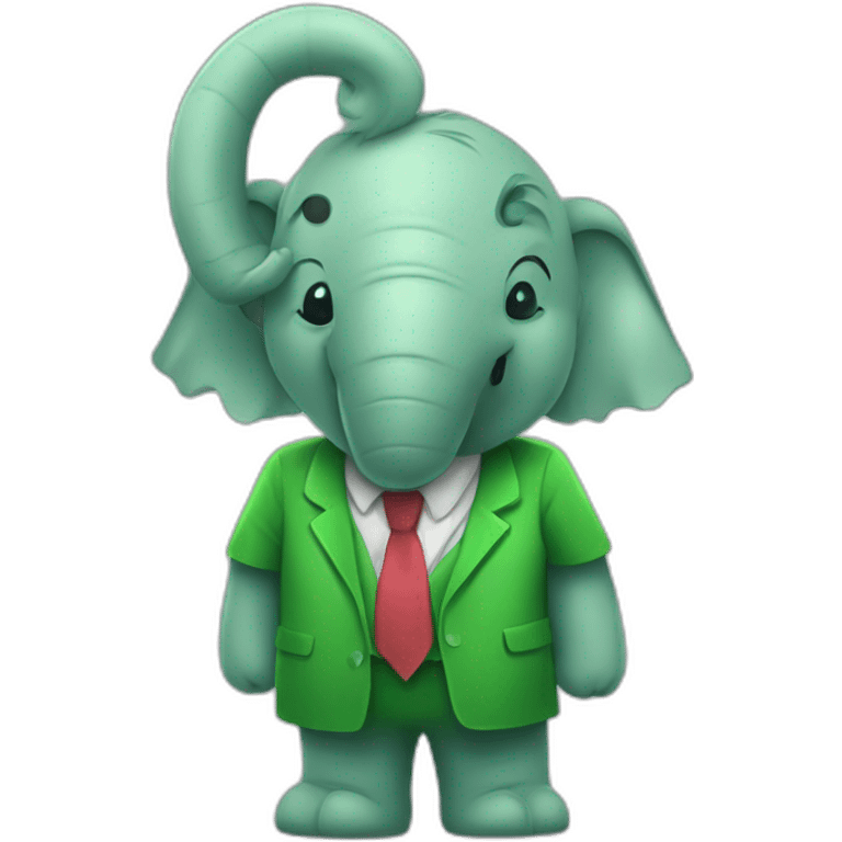 green comic elefant mascot human emoji