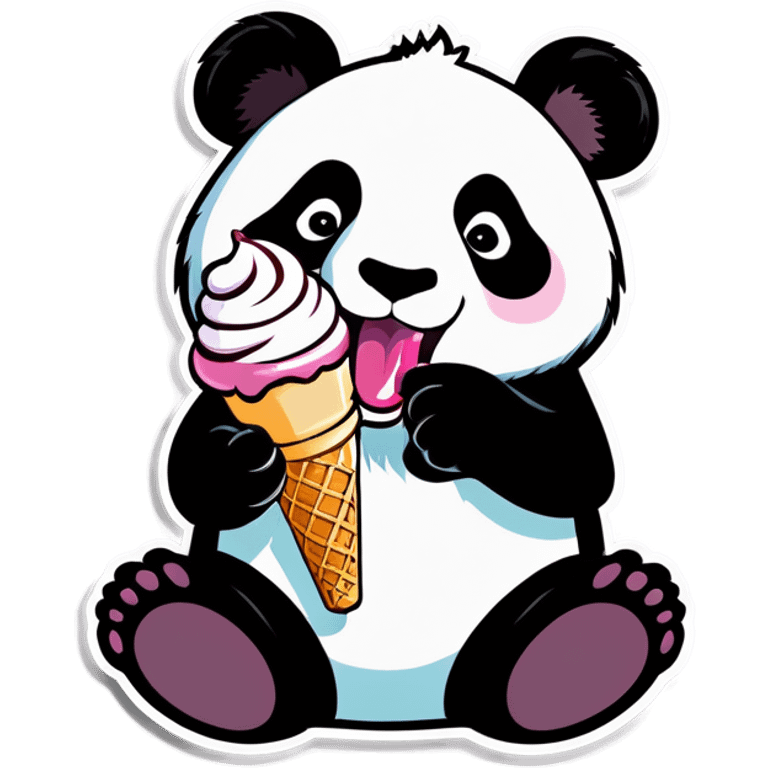 Panda eating ice cream emoji