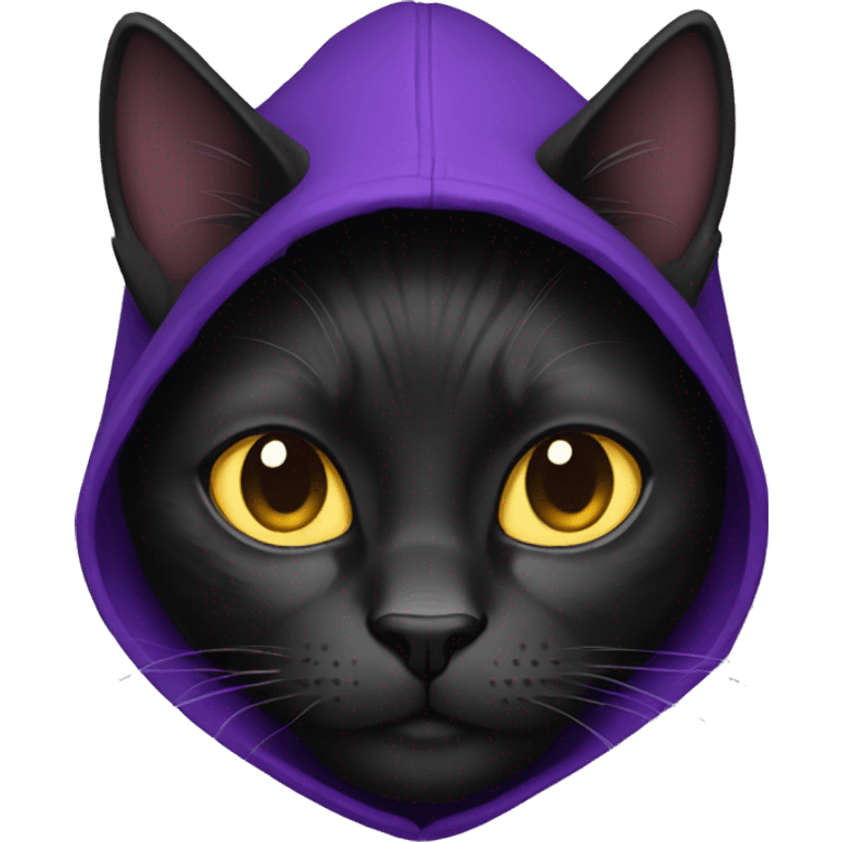 Black cat with a purple hoodie  emoji