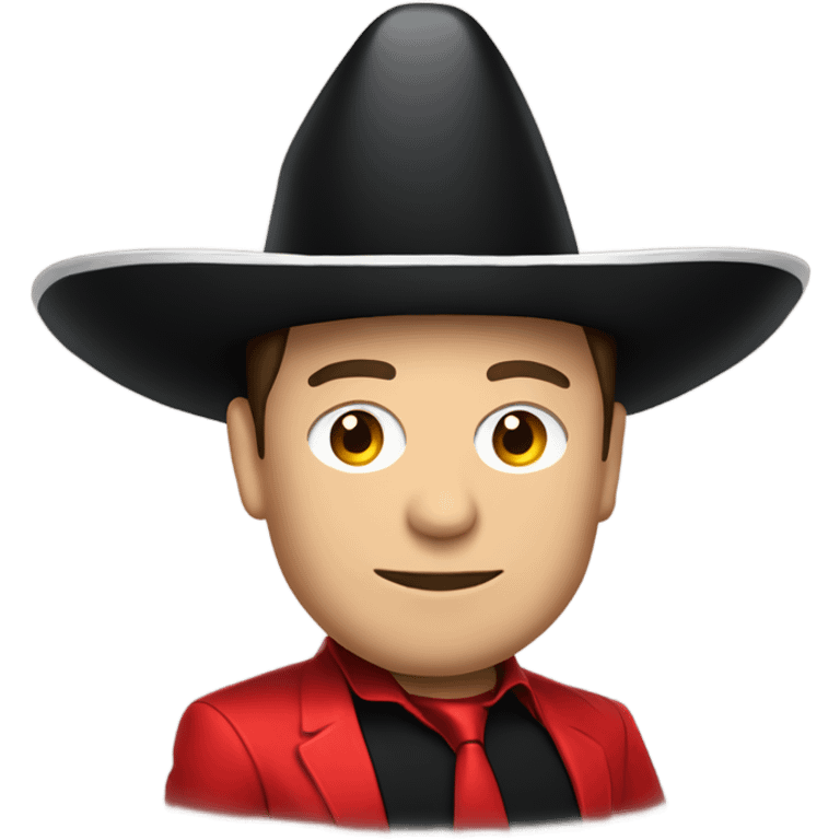 Mexican Elon musk with black sombrero hat and Tesla logo red shirt emoji