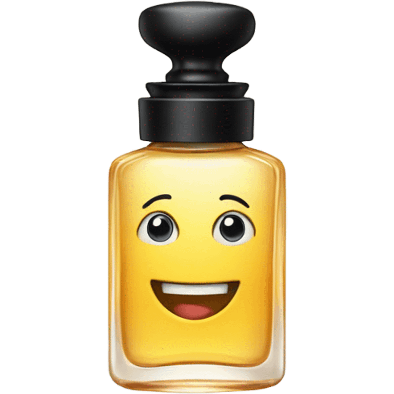 smiling perfume with black cap emoji