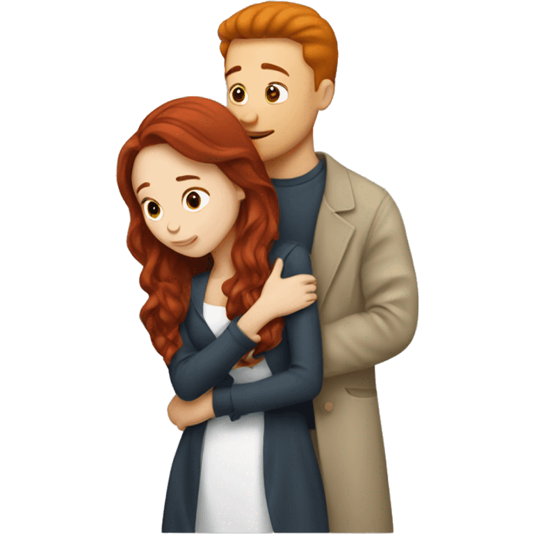 Brunette woman kissing redhead man emoji