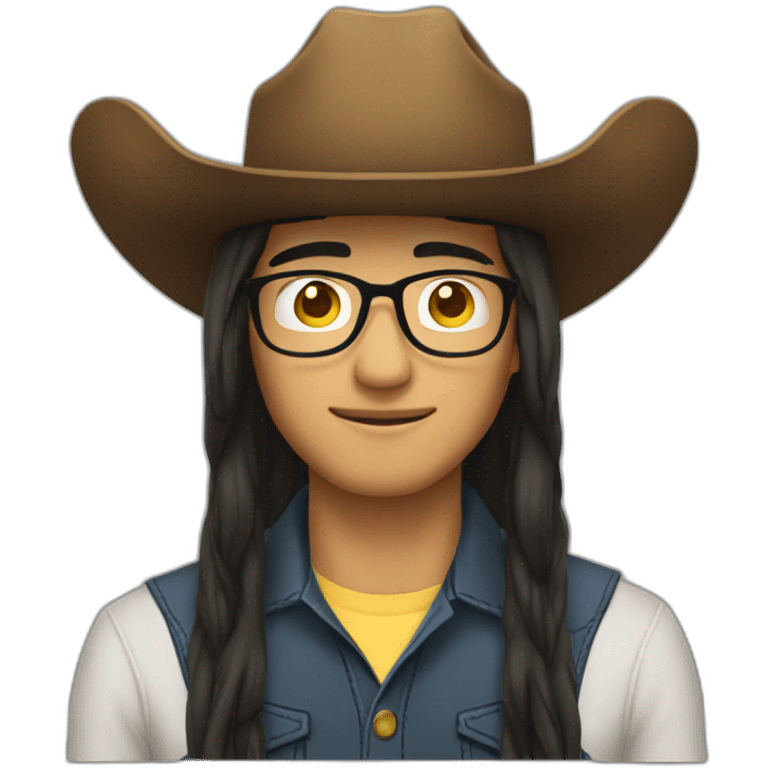 asian-man-long-hair-wearing-glasses-big-cowboy-hat emoji