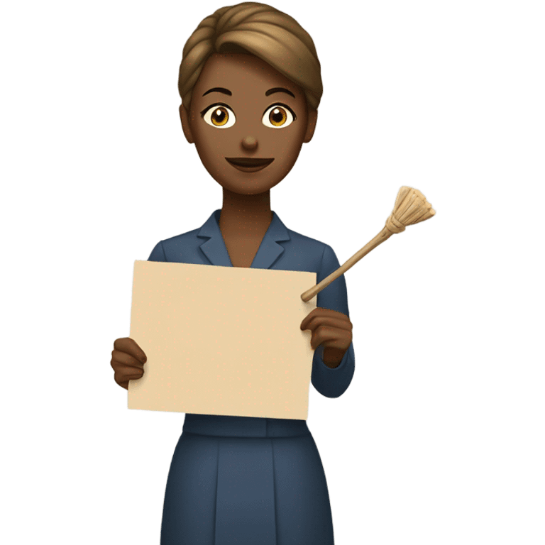 woman holding placard on stick emoji