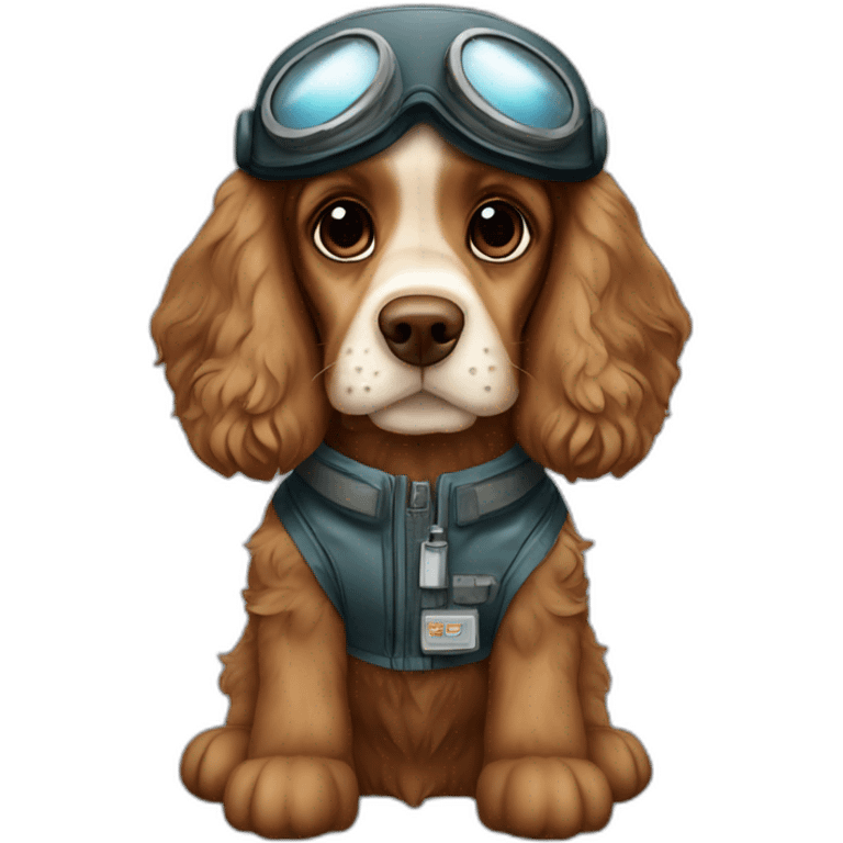 brown cocker spaniel dressed as pilot emoji