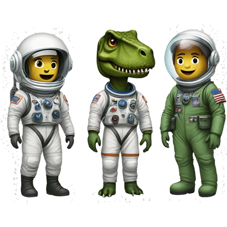 a solider, a astronaut and t-rex emoji