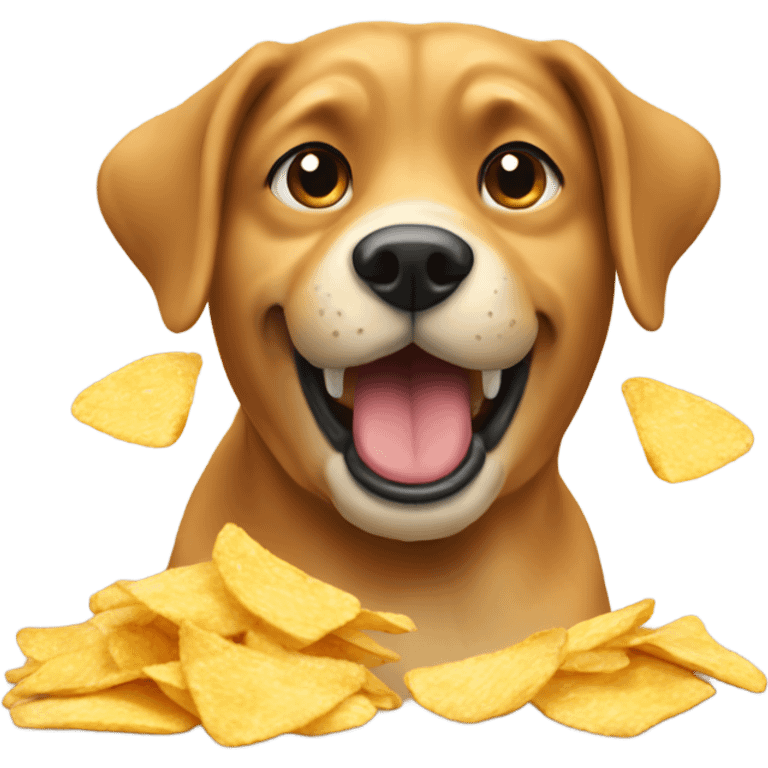 Dog eating chips emoji