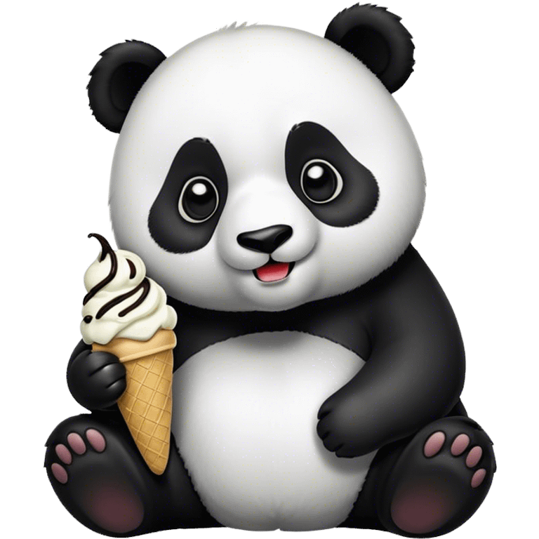 Panda eating ice cream emoji