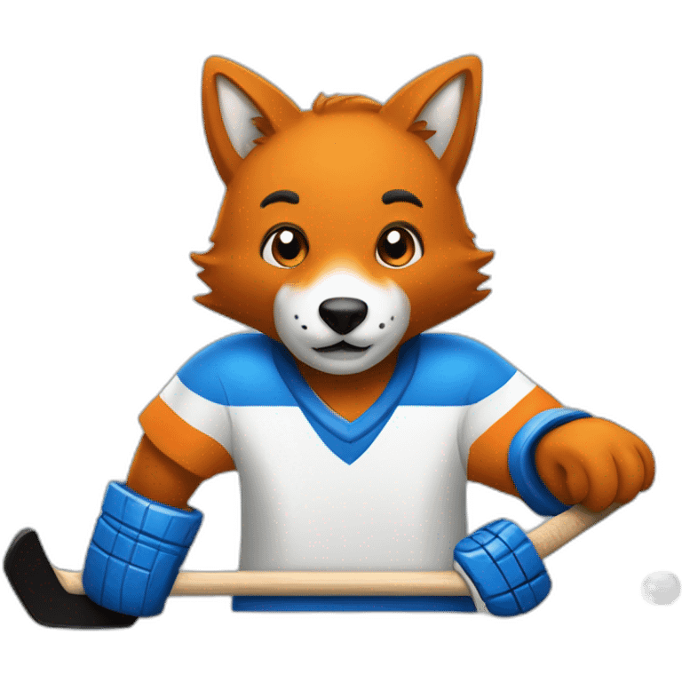 Un renard qui joue au hockey emoji