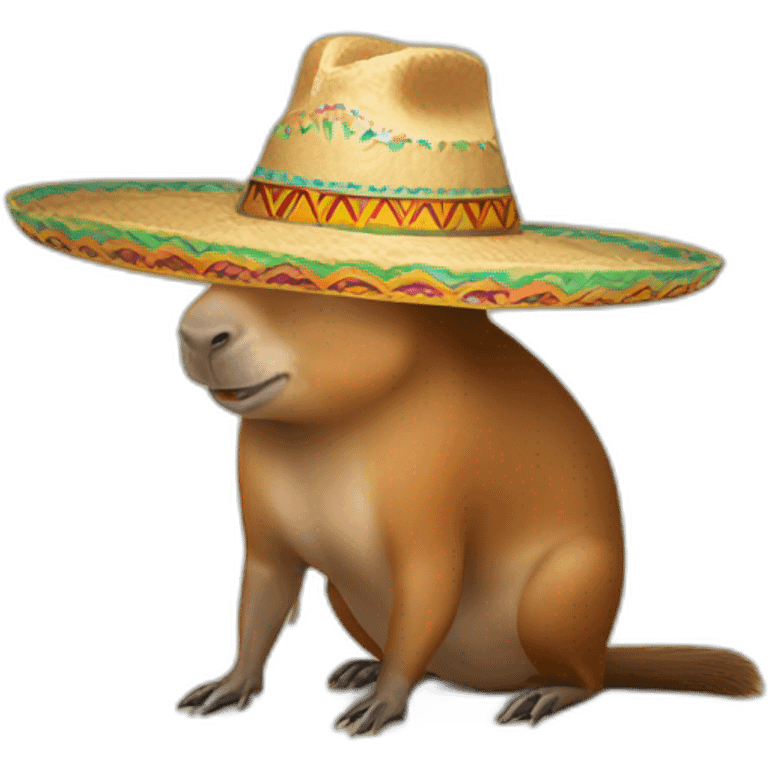 Capibara wearing a sombrero emoji