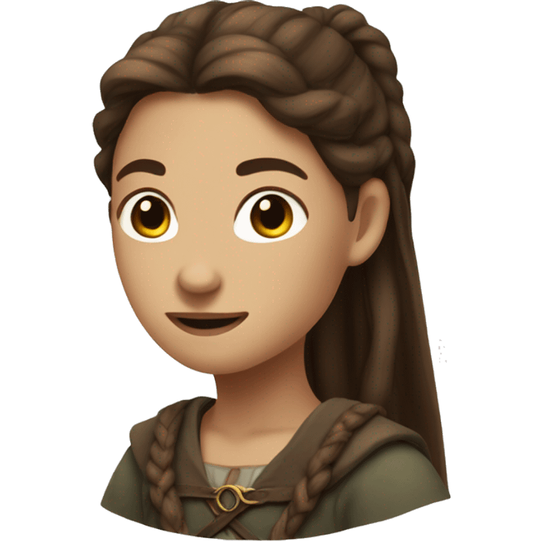 female character with brown ponytail hair in Lord of the rings style emoji