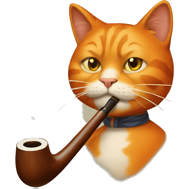 an orange Garfield cat smoking a wooden pipe emoji