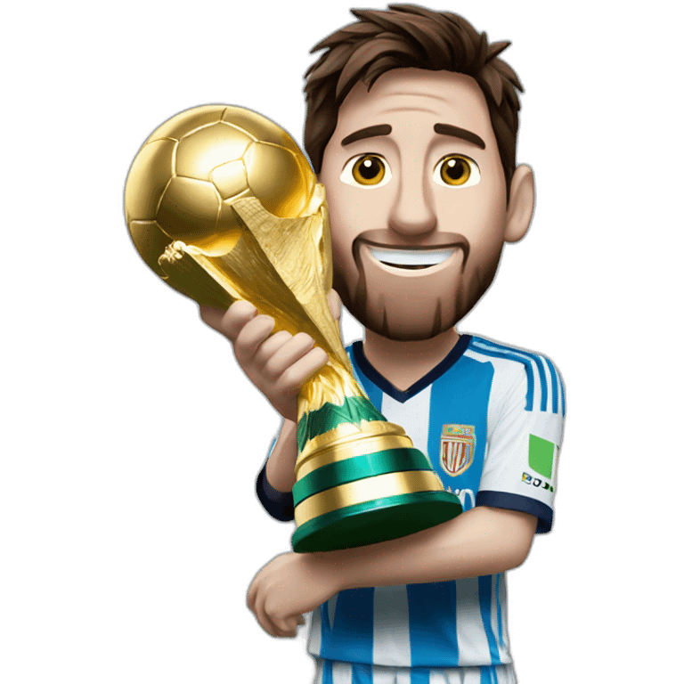 Messi holding world cup emoji