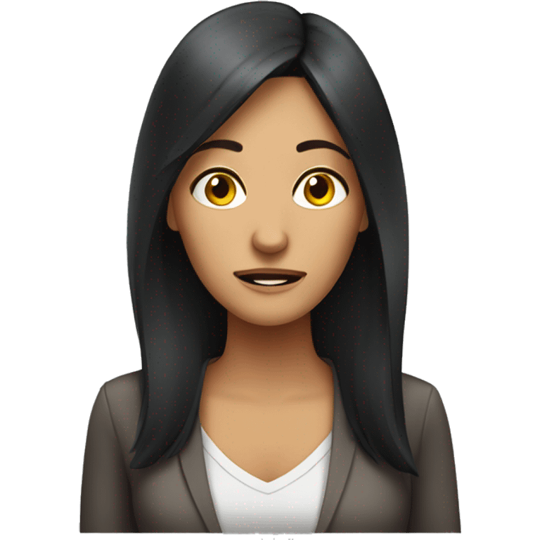 adult Brazilian woman with dark hair having a mental burnout emoji