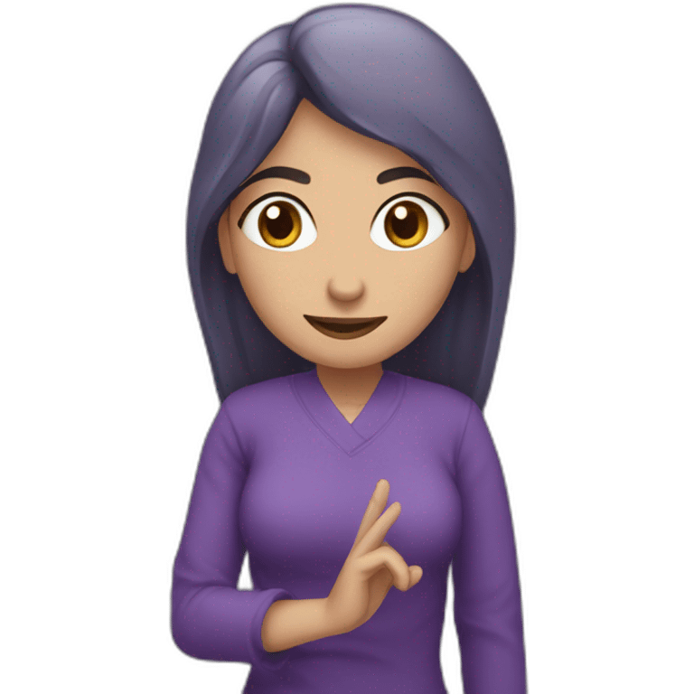 Armenian woman saying hi in purple clouths  emoji