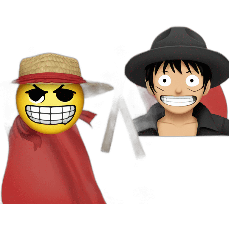 communiste luffy de one piece and a communist flag emoji