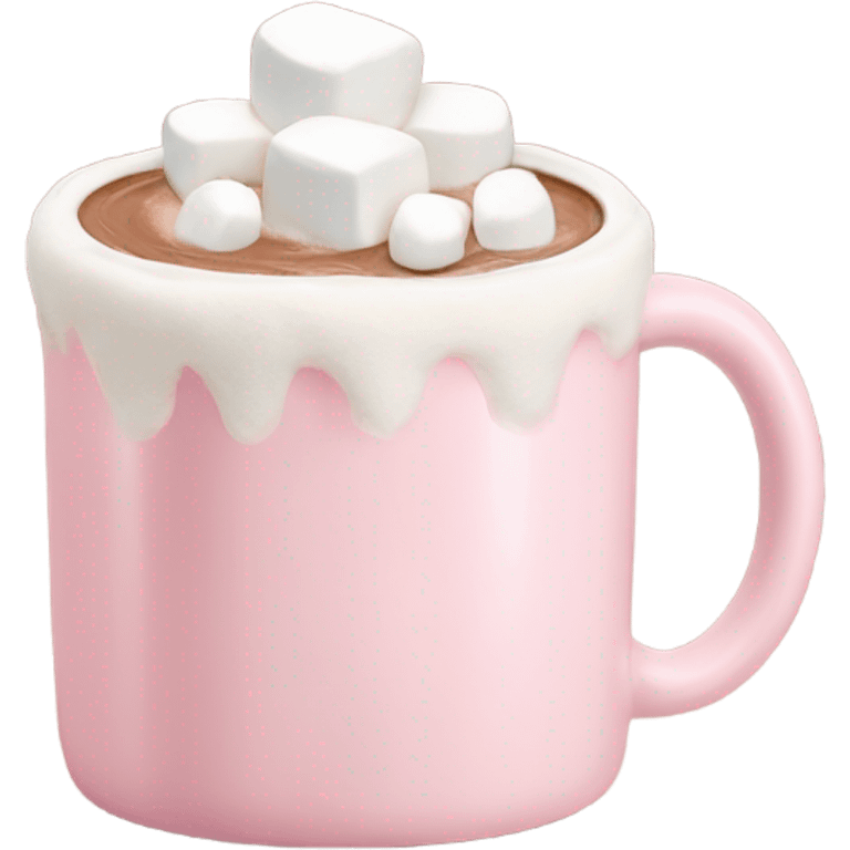 Light Pink mug of hot chocolate with marshmallows  emoji