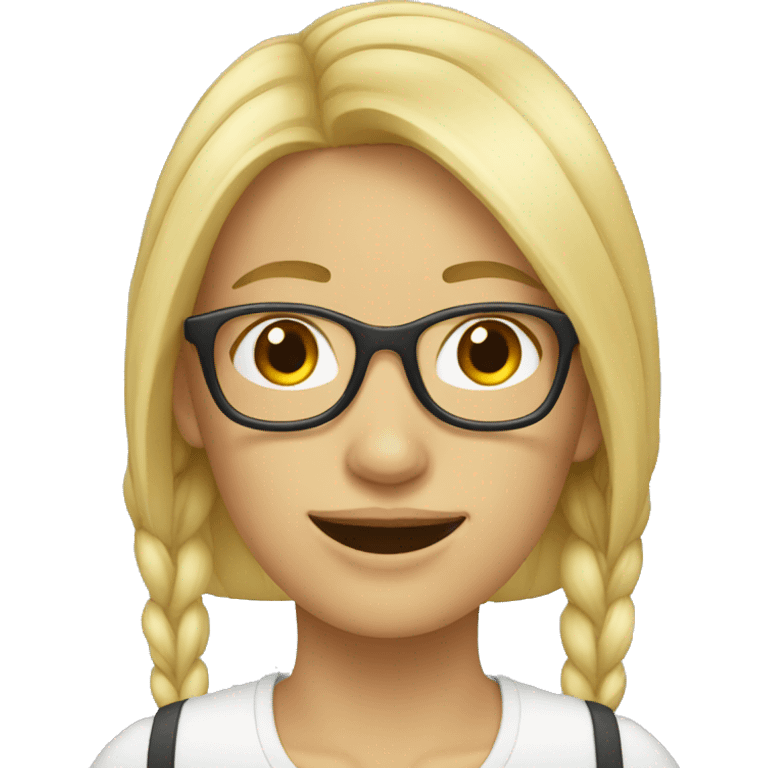 blonde nerd woman with brackets emoji