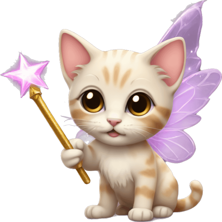 Kitten fairy with a wand emoji