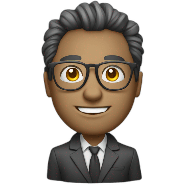 Cool white guy with rimless glasses and long hair successful management consultant emoji