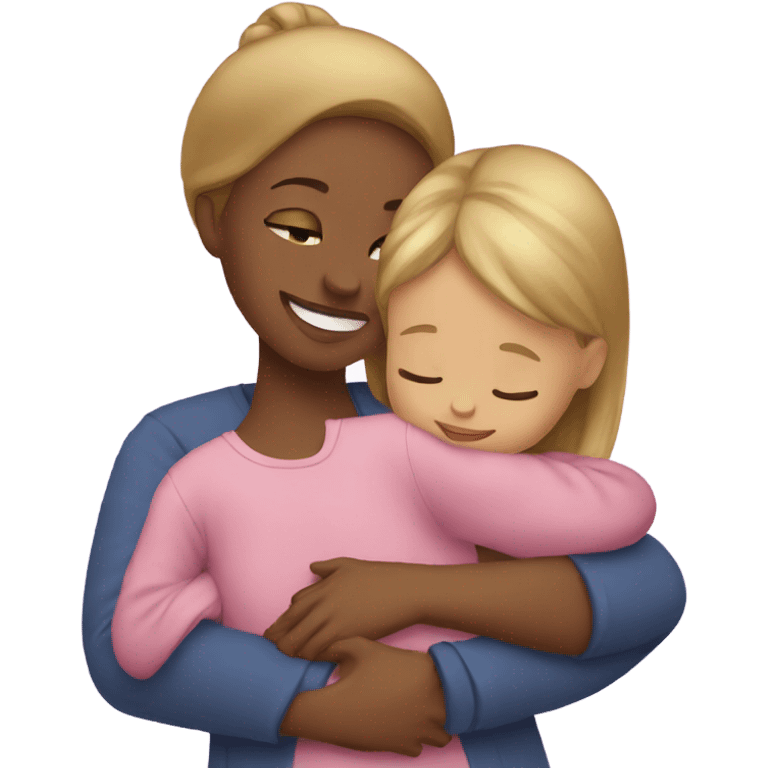 girl with baby girl hugging emoji