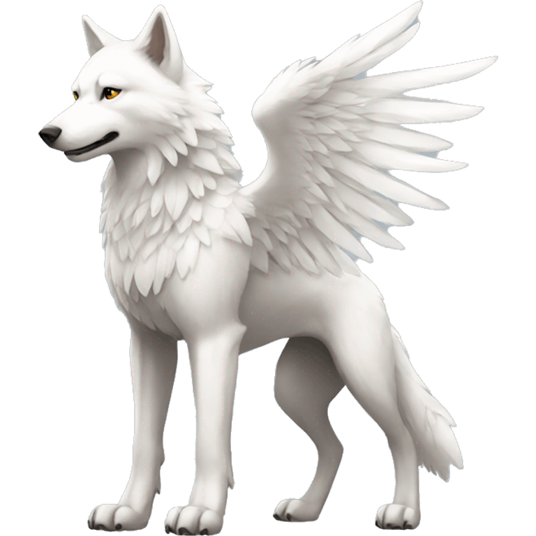 White Winged Wolf full body emoji