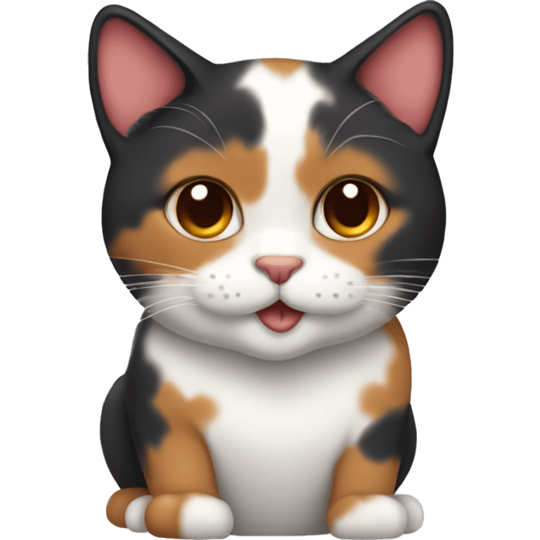 calico cat with heart emoji