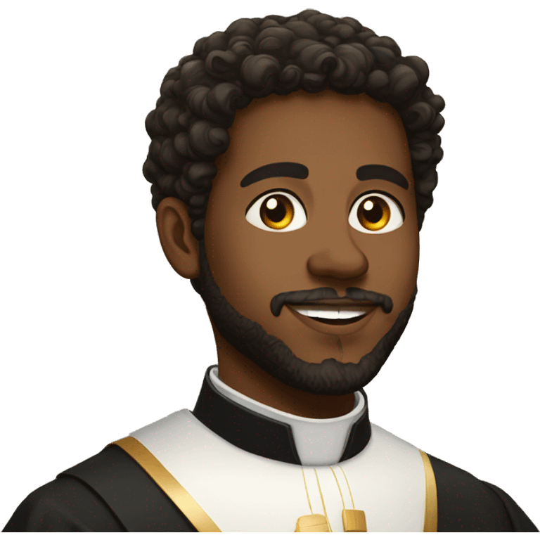 young black catholic priest beard, curly hair, with miter emoji