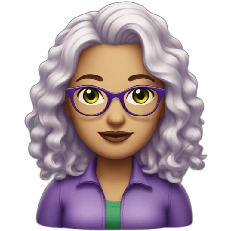 curvy-white-woman-purple-wavy-hair-green-eyes-square-glasses emoji