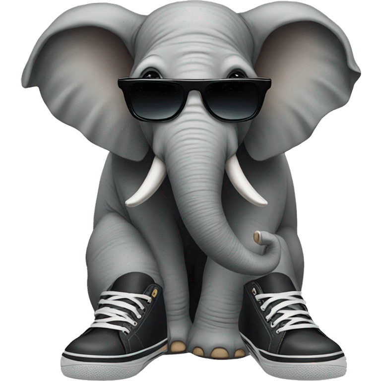 Elephant with shoes and sunglasses  emoji