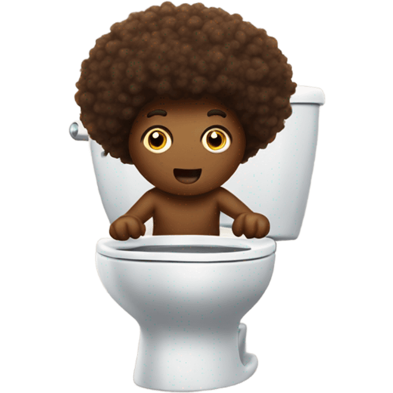 Poo with Afro hair with 2 legs running away from toilet emoji