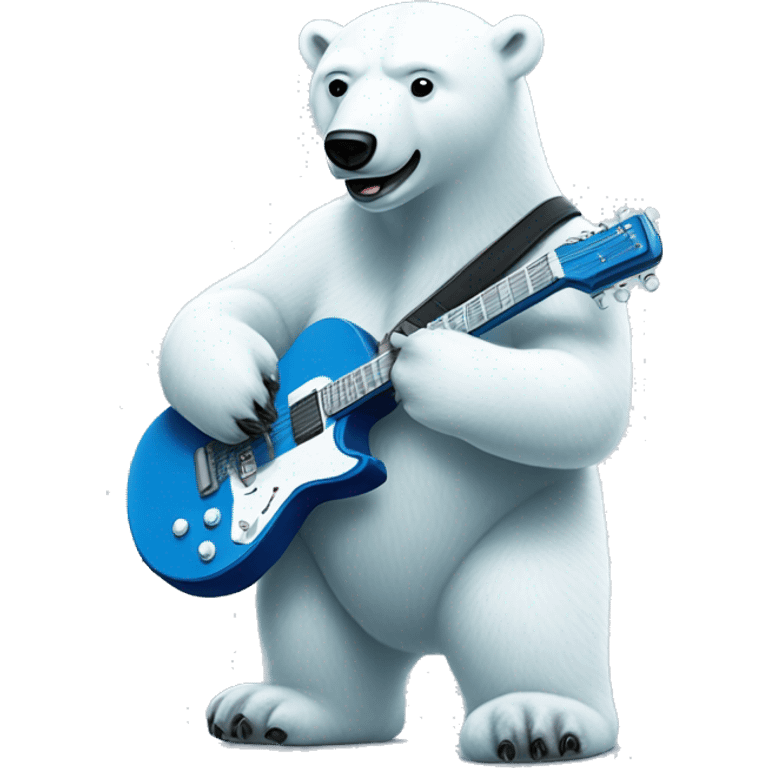 polar bear playing blue electro guitar emoji