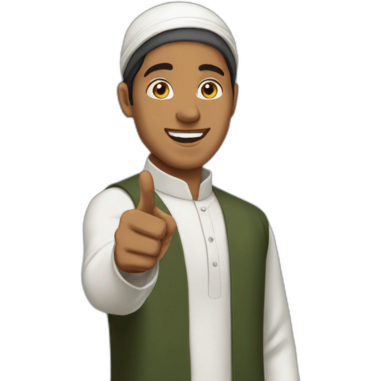 young muslim man pointing emoji