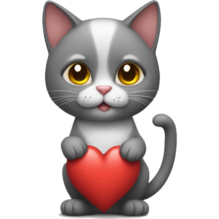 Cat with heart in hand emoji